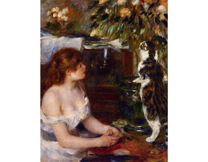 Girl And Cat  by Pierre Auguste Renoir