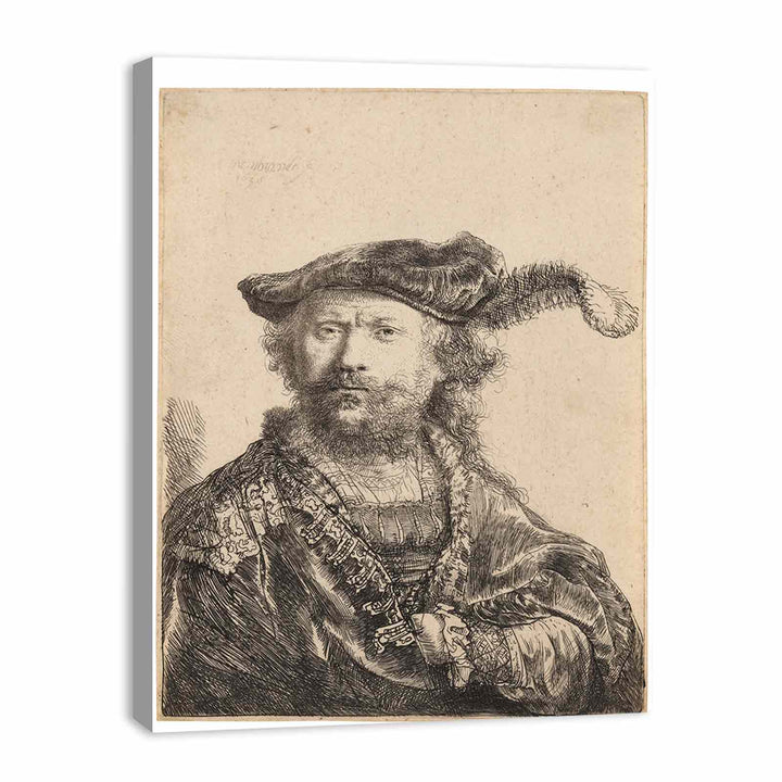 Rembrandt in Velvet Cap and Plume
 Painting