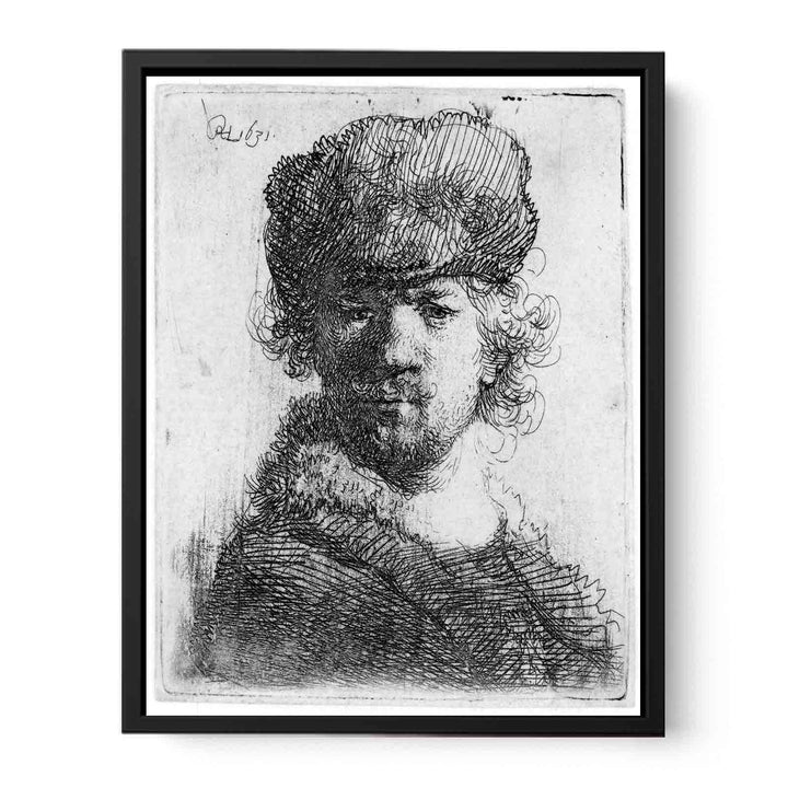 Self-Portrait in a heavy Fur Cap Bust Painting