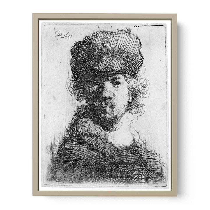 Self-Portrait in a heavy Fur Cap Bust Painting