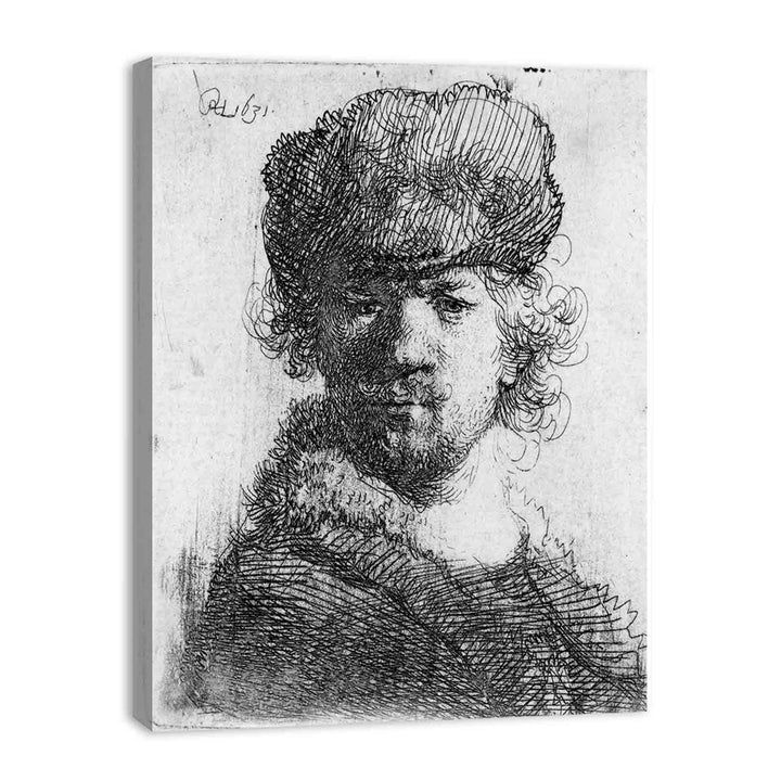 Self-Portrait in a heavy Fur Cap Bust Painting