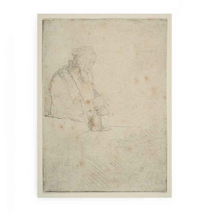 Old Man In Meditation, Leaning On A Book
 Painting