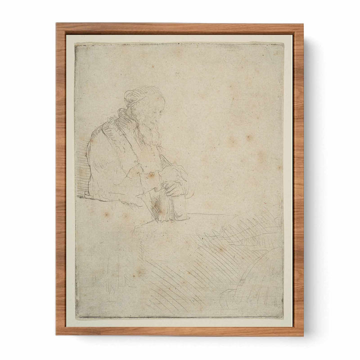 Old Man In Meditation, Leaning On A Book
 Painting