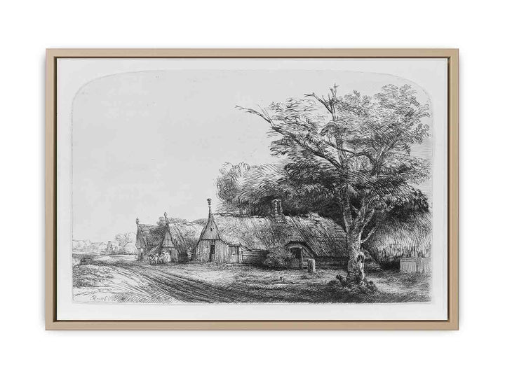 Three Gabled Cottages Beside A Road
 Painting