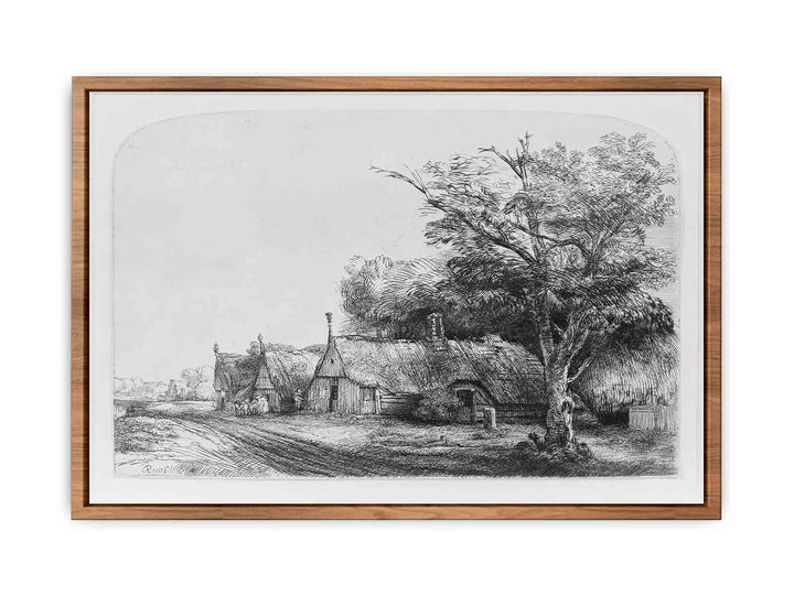 Three Gabled Cottages Beside A Road
 Painting