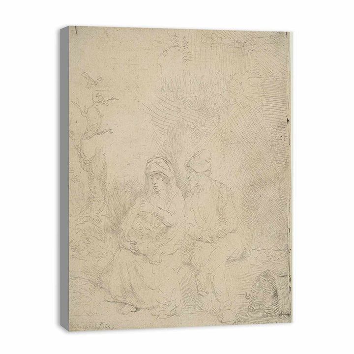 The Rest on the Flight into Egypt Lightly etched Painting