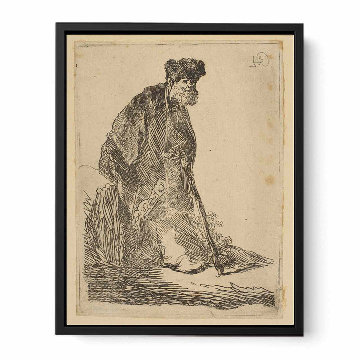 Man In A Cloak And Fur Cap Leaning Against A Bank Painting