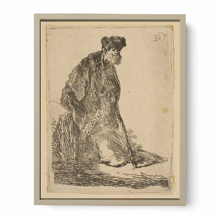 Man In A Cloak And Fur Cap Leaning Against A Bank Painting