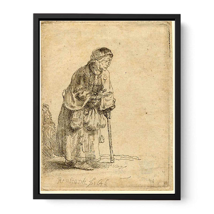 A Beggar Woman leaning on a Stick Painting