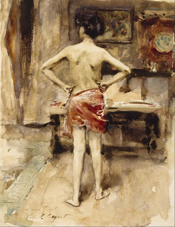 The Model Interior With Standing Figure Painting  by John Singer Sargent