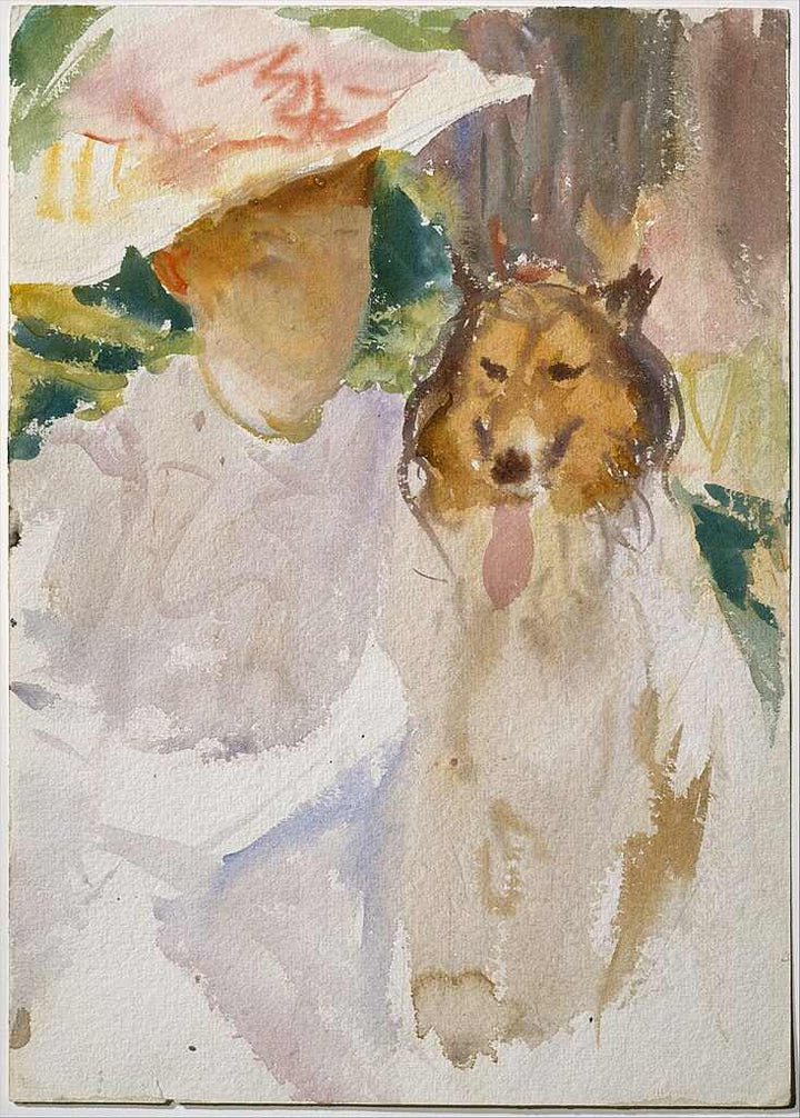 Woman with Collie Painting by John Singer Sargent