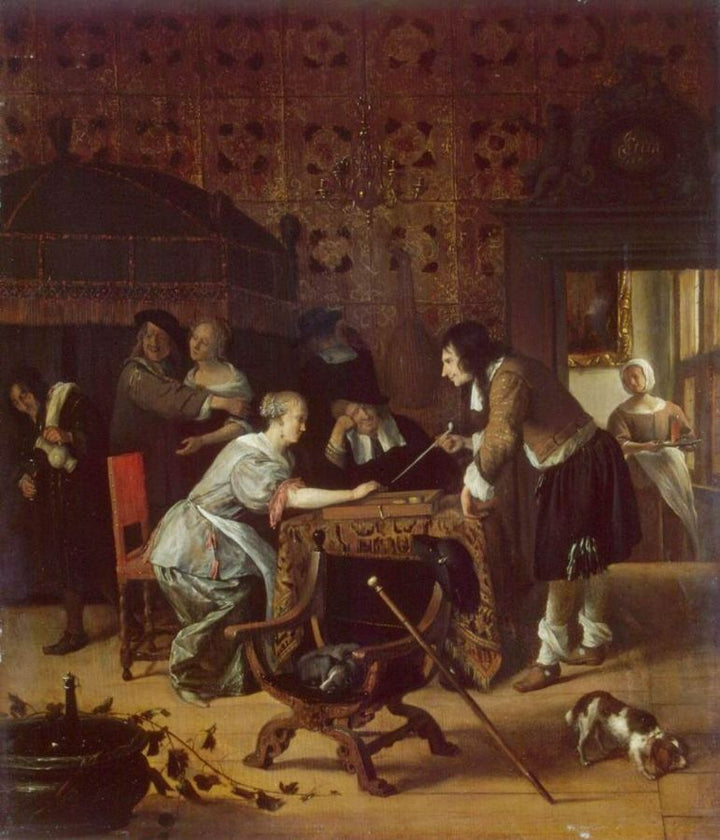 Tric-Trac Players Painting by Jan Steen