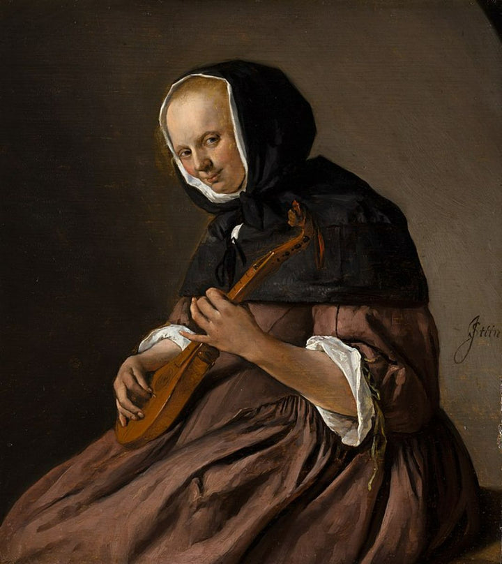 Woman playing the sistrum Painting by Jan Steen