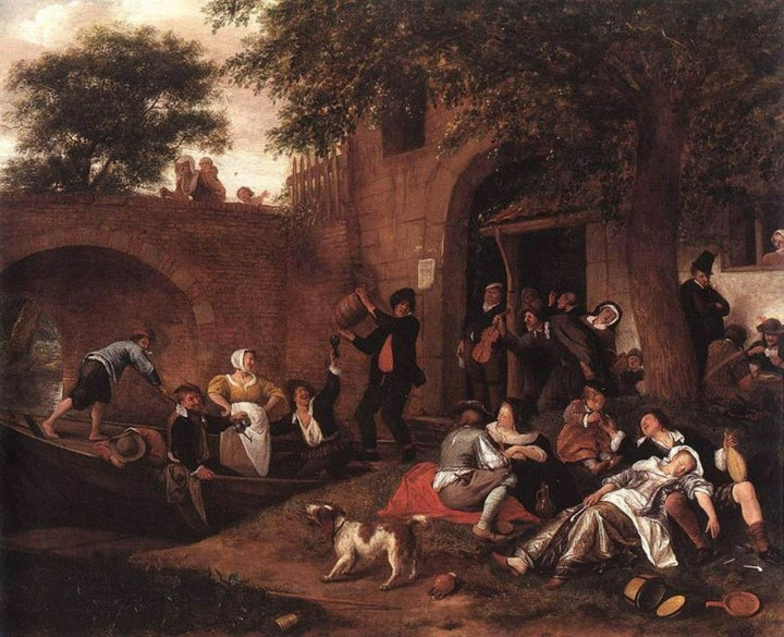 Leaving the Tavern Painting by Jan Steen