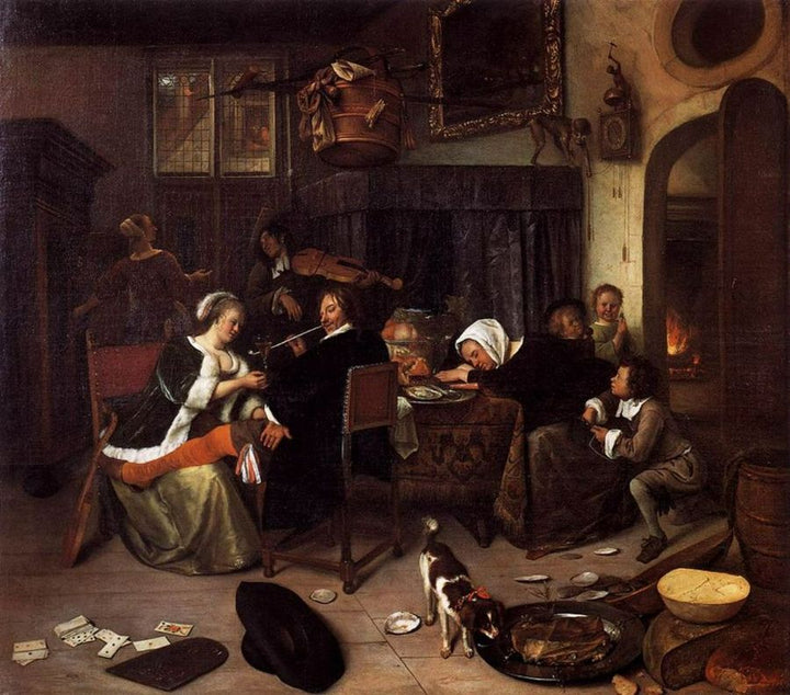 The Dissolute Household Painting by Jan Steen