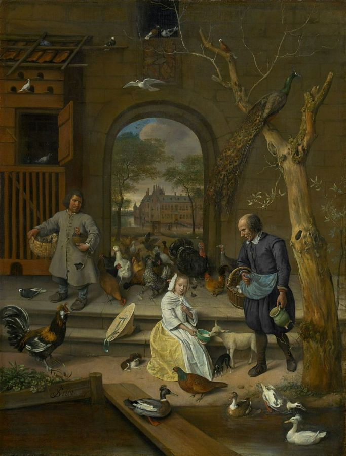 The Poultry Yard Painting by Jan Steen