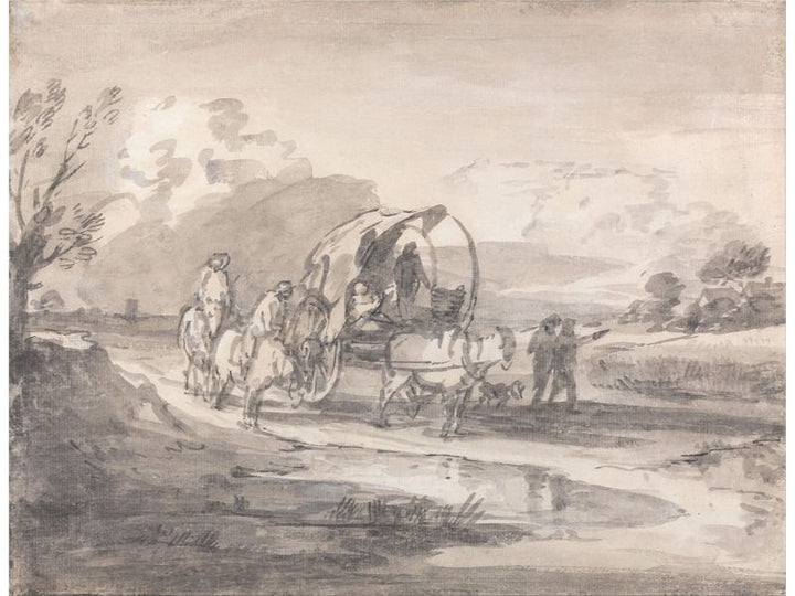 Open Landscape with Herdsman and Covered Cart 