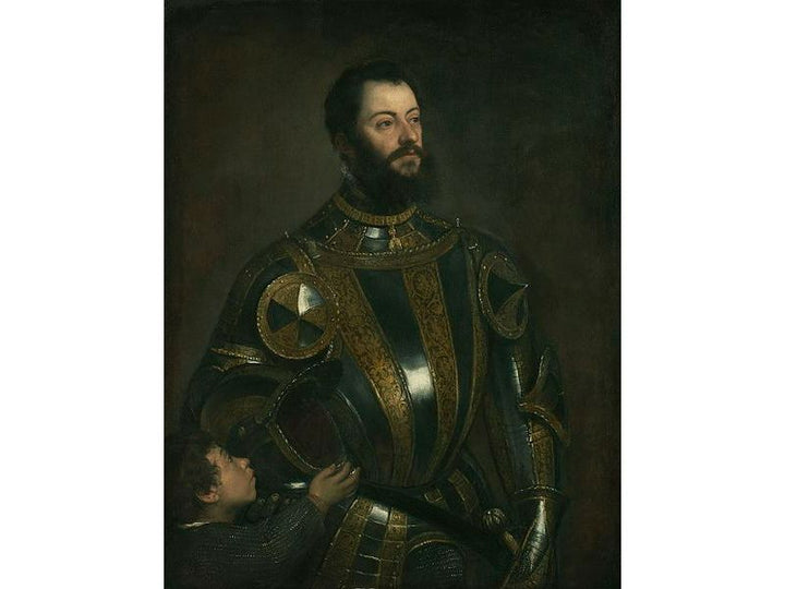 Portrait of Alfonso d'Avalos , in Armor with a Page