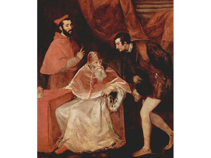 Pope Paul III with his Grandsons Alessandro and Ottavio Farnese 1546