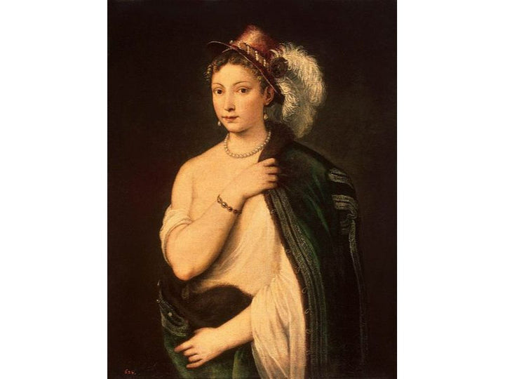 Portrait of a young woman with feather hat