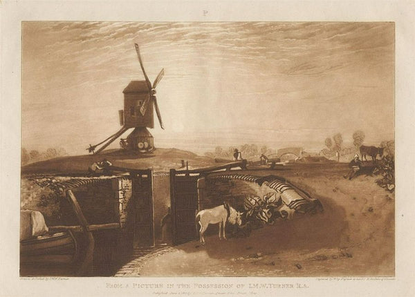 Windmill and Lock, engraved by William Say 1768-1834 Painting by Joseph Mallord William Turner