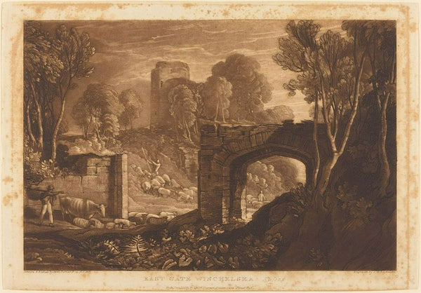 East Gate, Winchelsea, from the Liber Studiorum, engraved by Samuel William Reynolds, 1819 Painting by Joseph Mallord William Turner