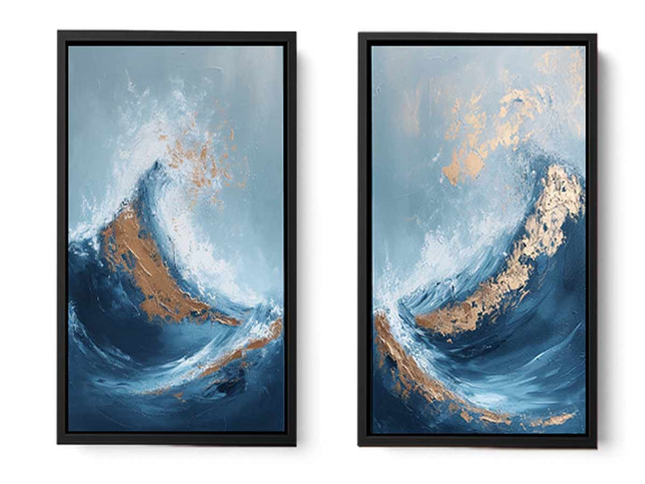 2 piece wave abstract wall art