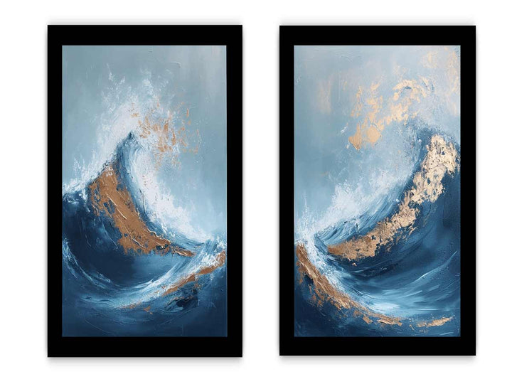 2 piece wave abstract wall art