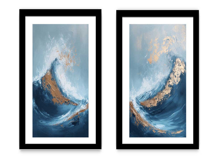 2 piece wave abstract wall art