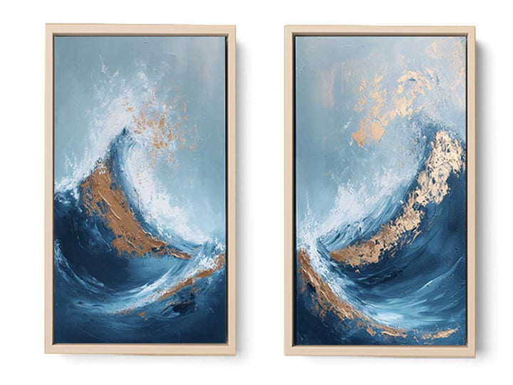 2 piece wave abstract wall art