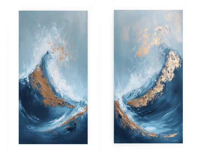 2 piece wave abstract wall art