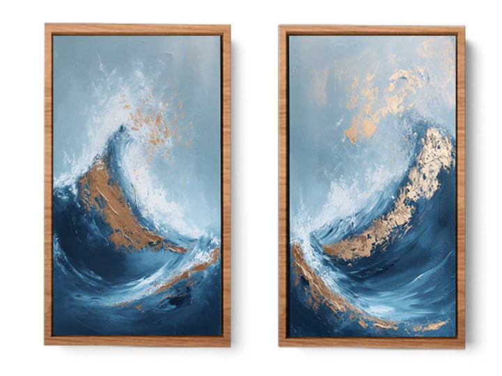 2 piece wave abstract wall art