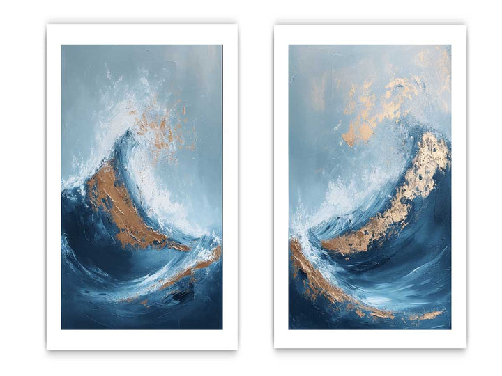 2 piece wave abstract wall art