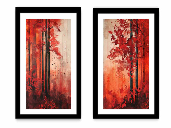 Red Forest Panel Art