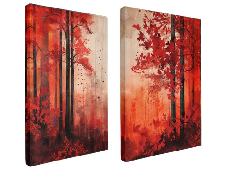 Red Forest Panel Art