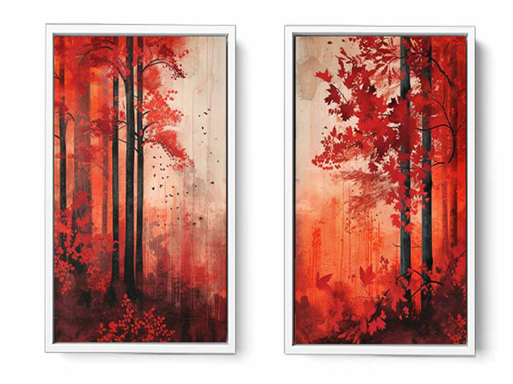 Red Forest Panel Art