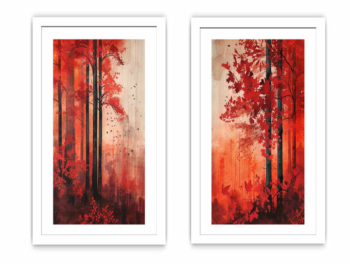 Red Forest Panel Art