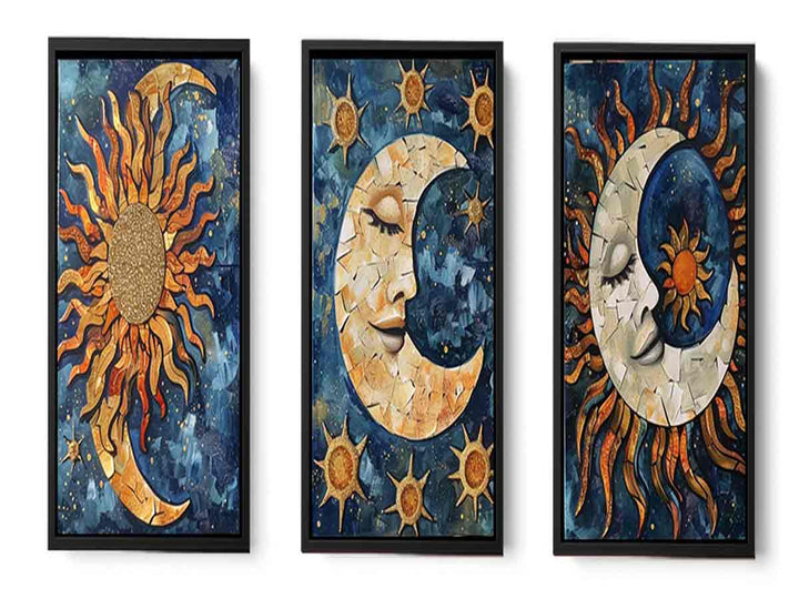 3 Piece Sun & moon Painting  Set