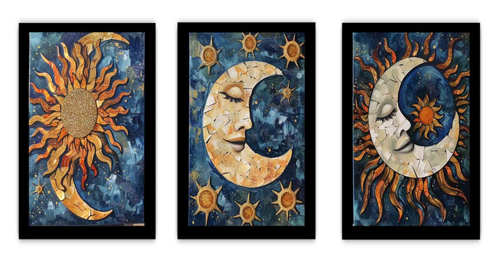 3 Piece Sun & moon Painting  Set