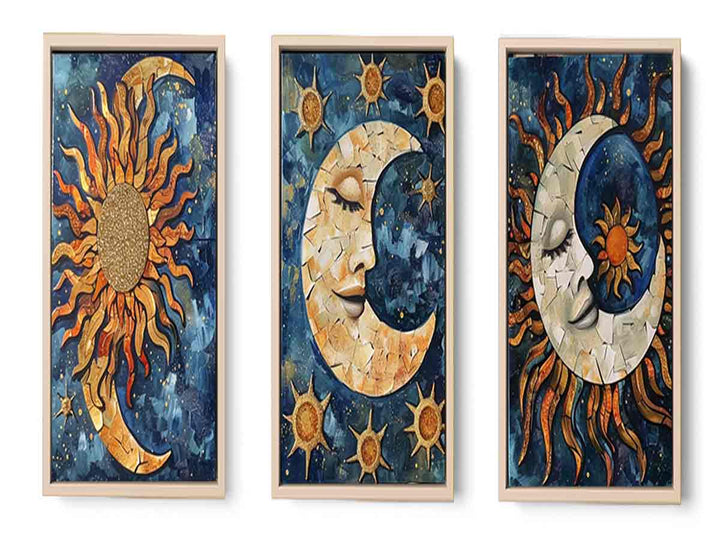 3 Piece Sun & moon Painting  Set