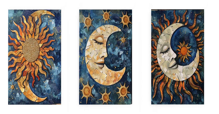 3 Piece Sun & moon Painting  Set