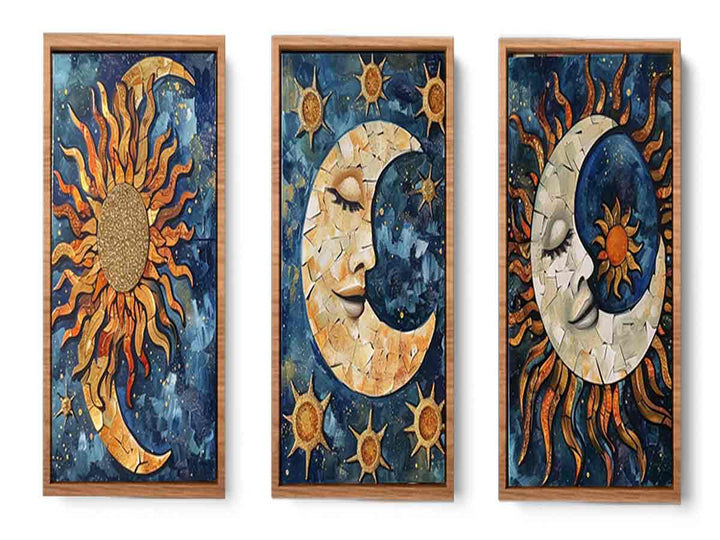 3 Piece Sun & moon Painting  Set