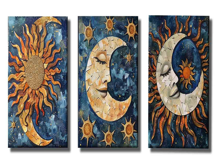 3 Piece Sun & moon Painting  Set