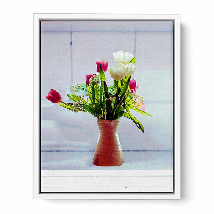 Purple White Flower Vase  Painting 