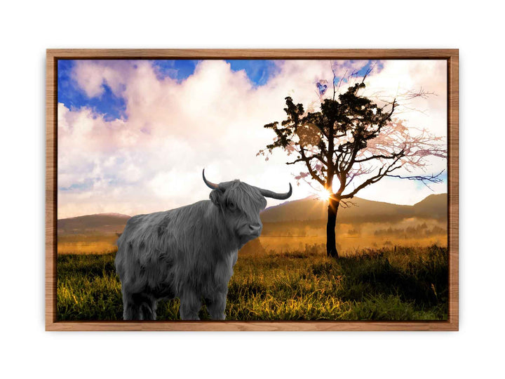 Highland Cow In Farm Painting 