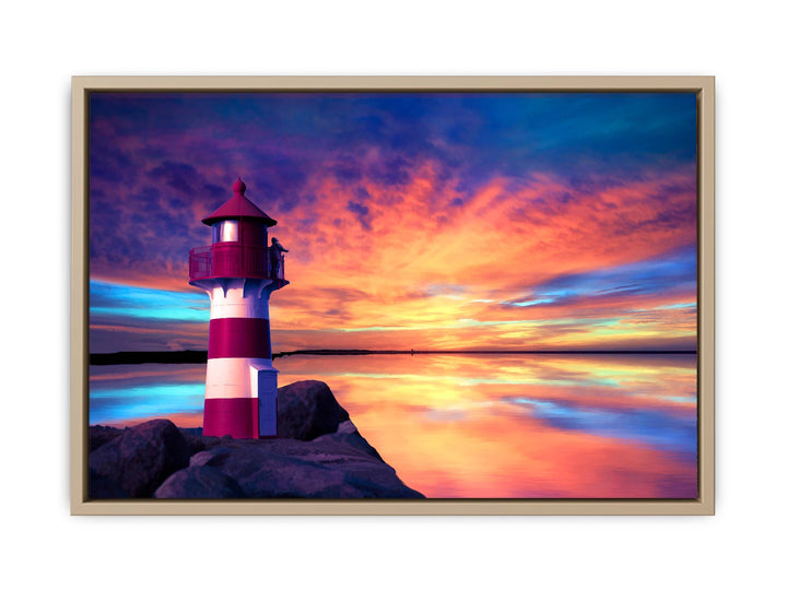 Red And White Lighthouse Painting 