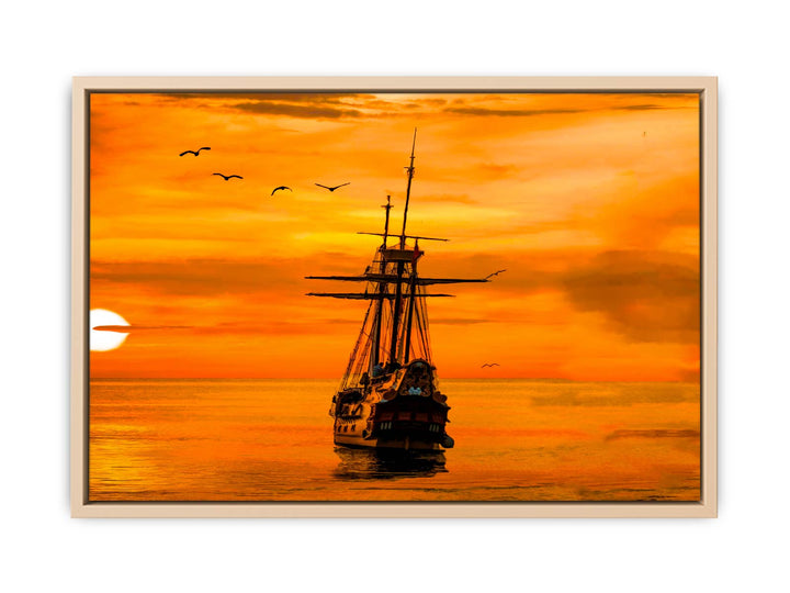 Ship Sunrise Painting 