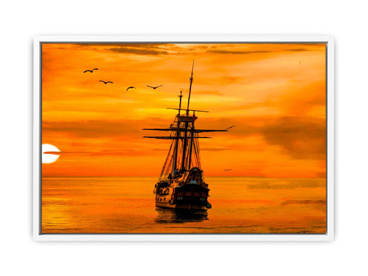 Ship Sunrise Painting 