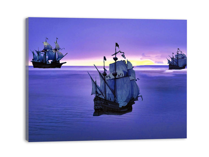 Blue Sailing Ship Painting 