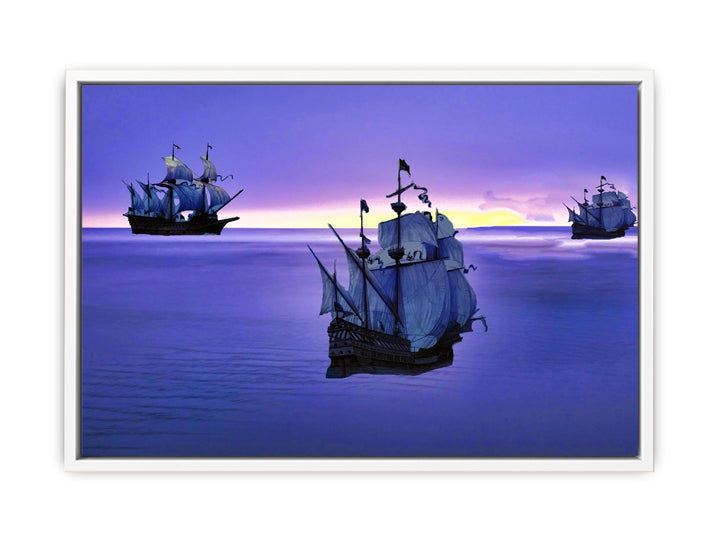 Blue Sailing Ship Painting 